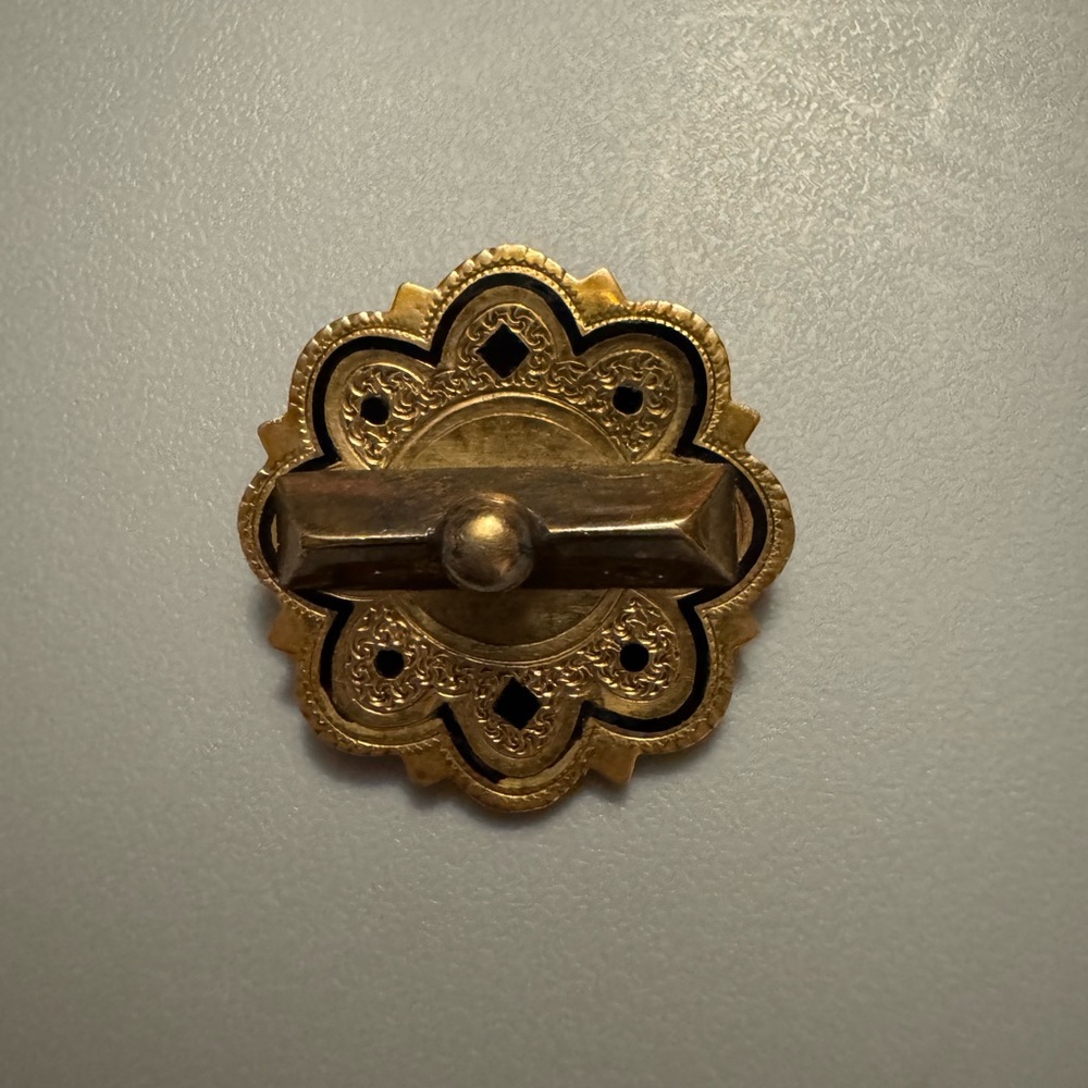 Ornate Gold and black enamel pin or pendant